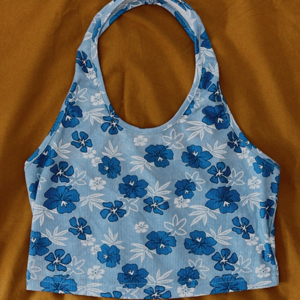 Floral Blue Crop Top